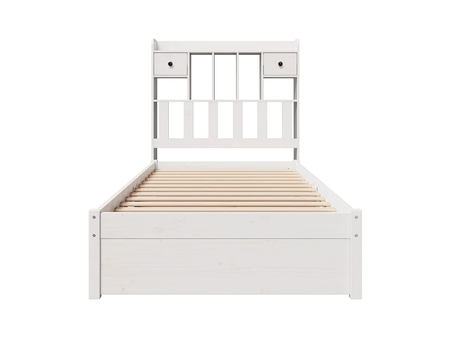 Lit bibliothèque sans matelas blanc 90x190cm bois de pin massif