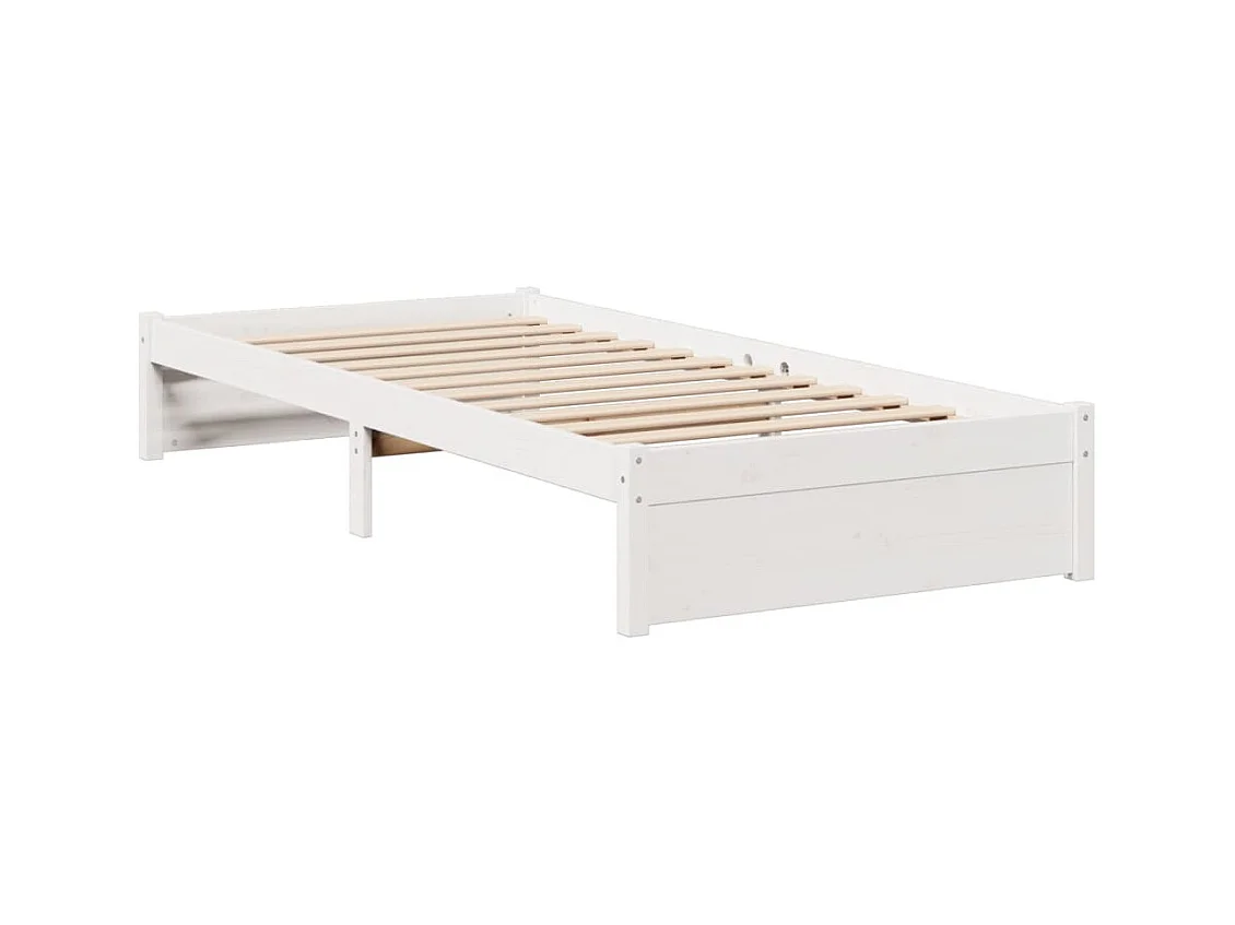 Lit bibliothèque sans matelas blanc 90x190cm bois de pin massif