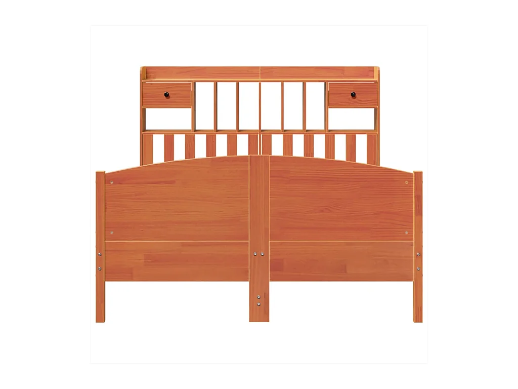 Lit bibliothèque sans matelas cire marron 160x200 cm pin massif