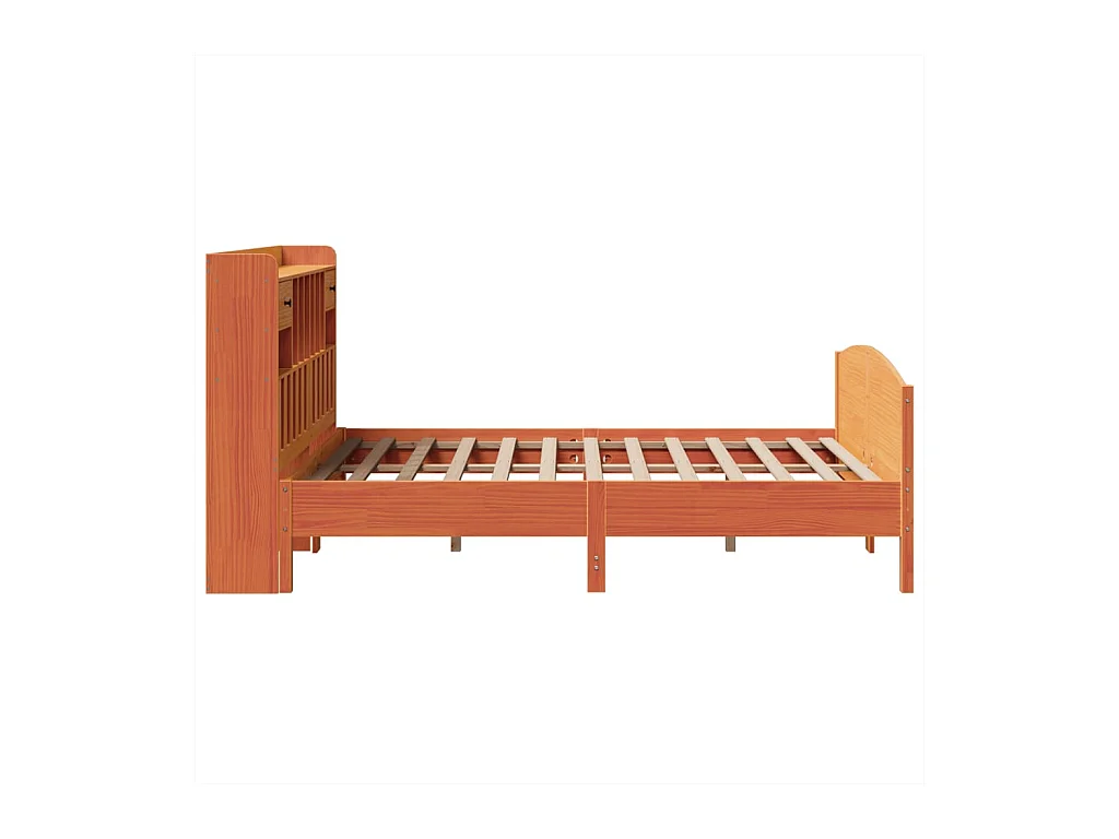 Lit bibliothèque sans matelas cire marron 160x200 cm pin massif
