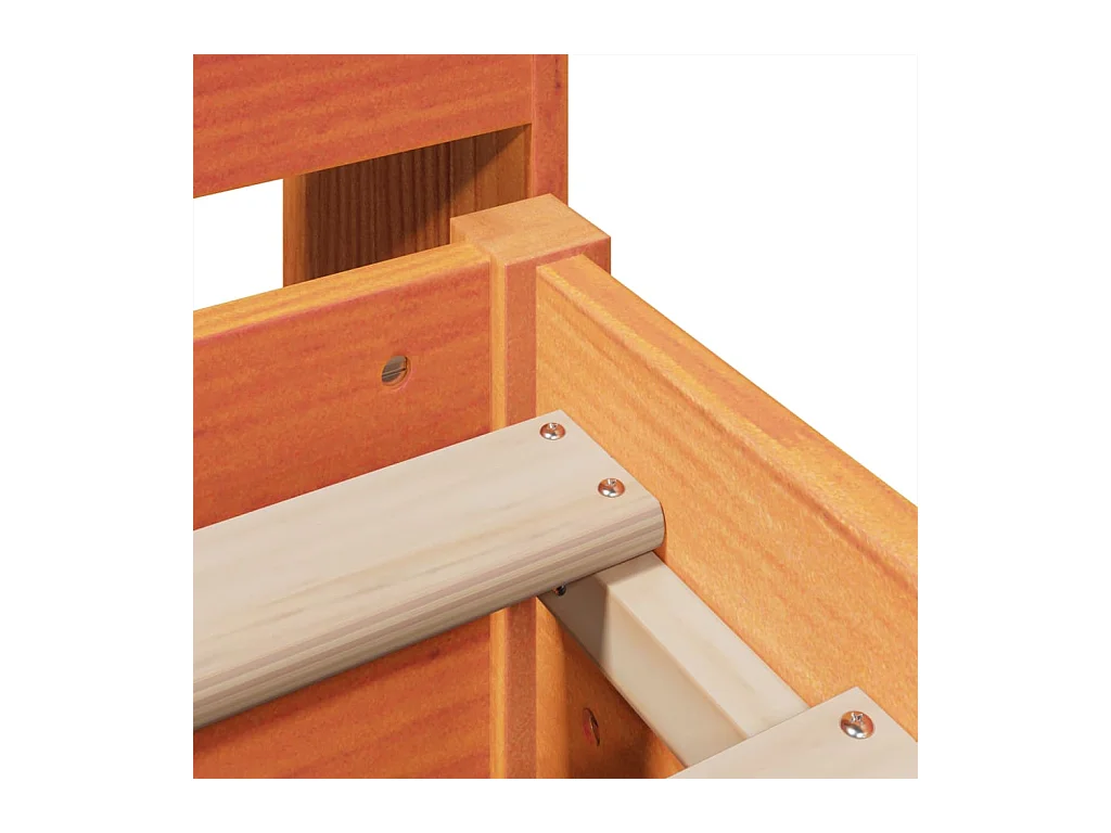 Massivholzbett mit Regal ohne Matratze Wachsbraun 160x200 cm
