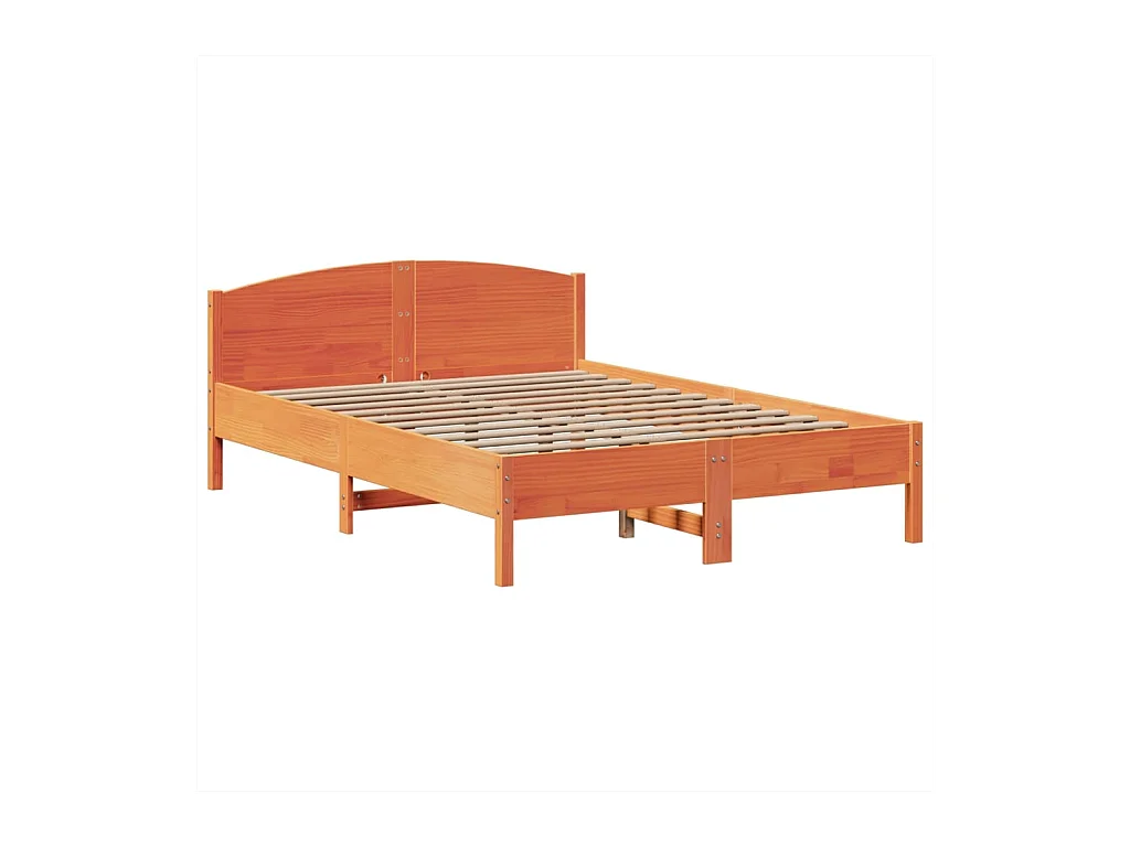 Lit bibliothèque sans matelas cire marron 140x200 cm pin massif