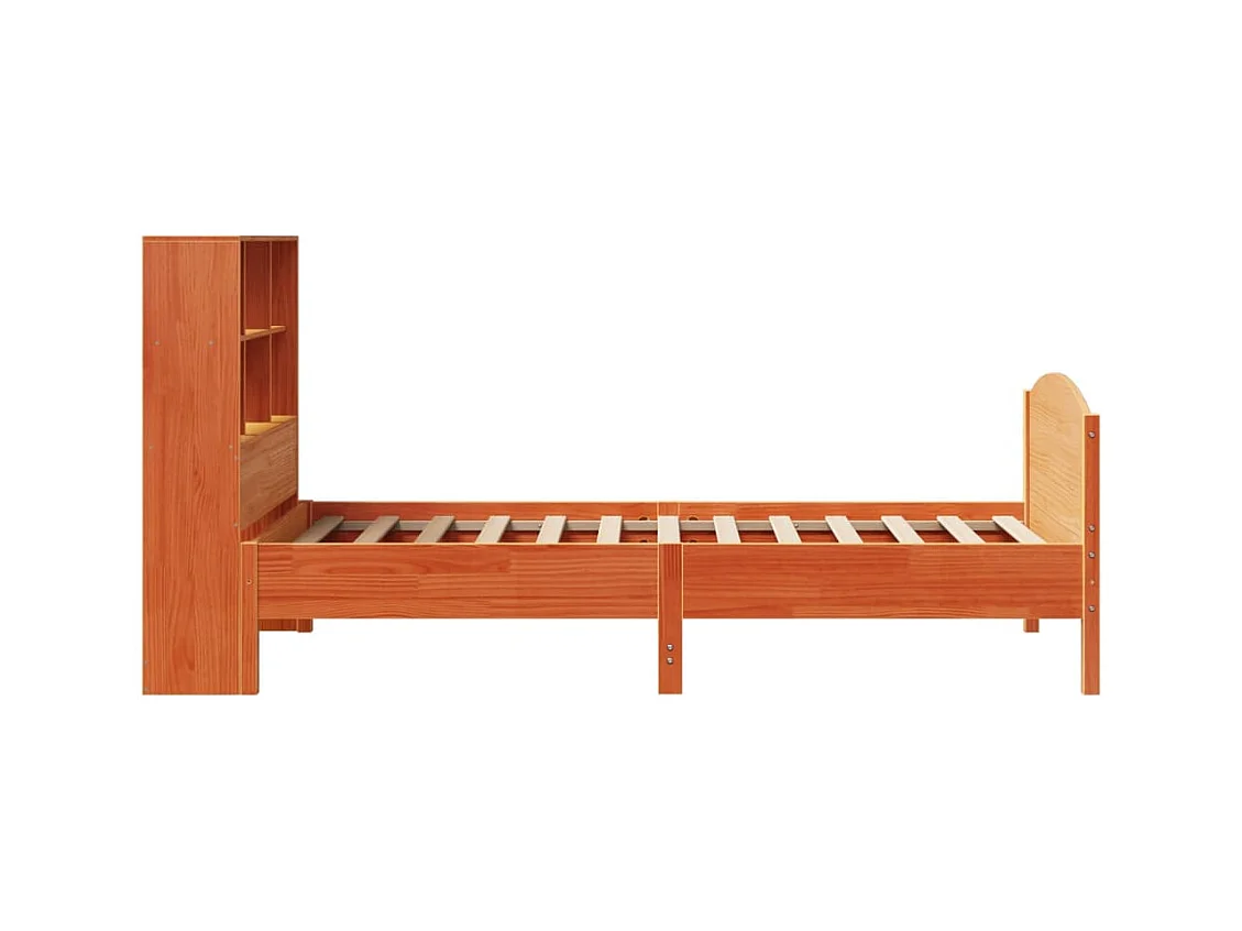 Lit bibliothèque sans matelas cire marron 75x190 cm pin massif