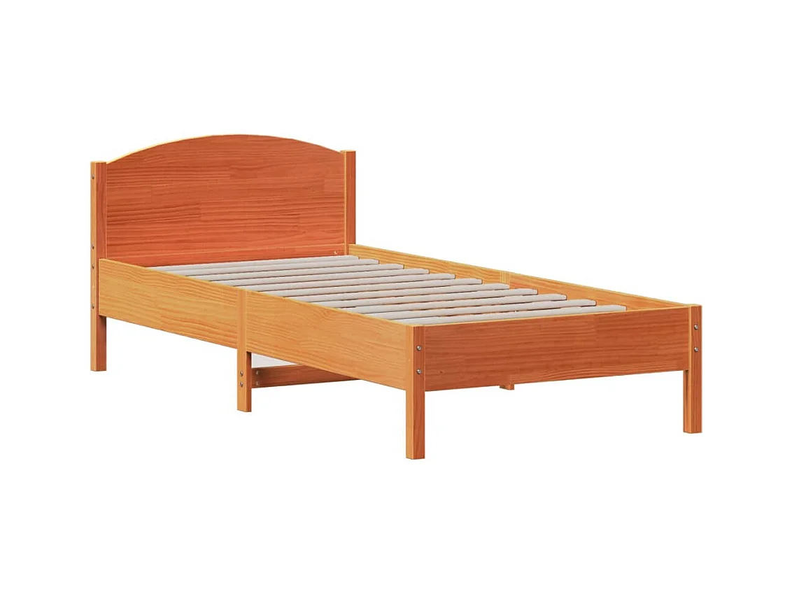 Lit bibliothèque sans matelas cire marron 75x190 cm pin massif
