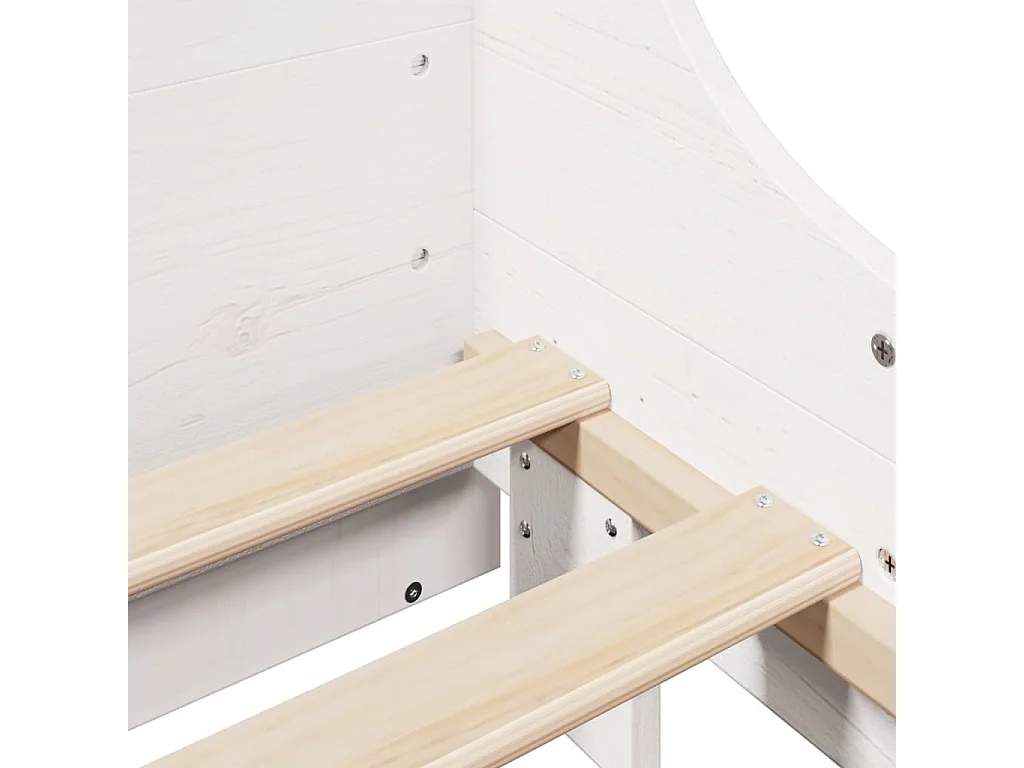 Lit bibliothèque sans matelas blanc 140x200 cm bois massif