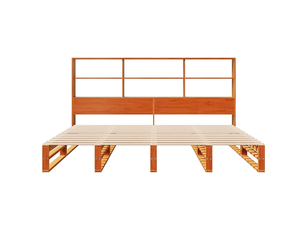 Letto Libreria senza Materasso Marrone Cera 200x200 cm Legno