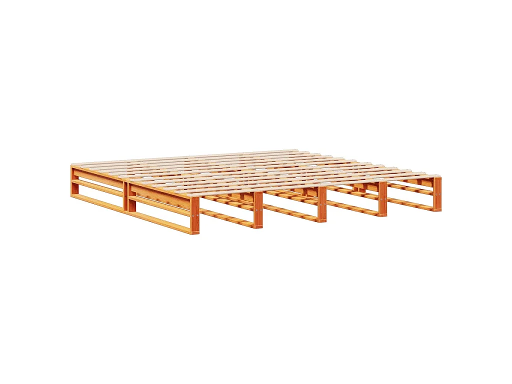Letto Libreria senza Materasso Marrone Cera 200x200 cm Legno