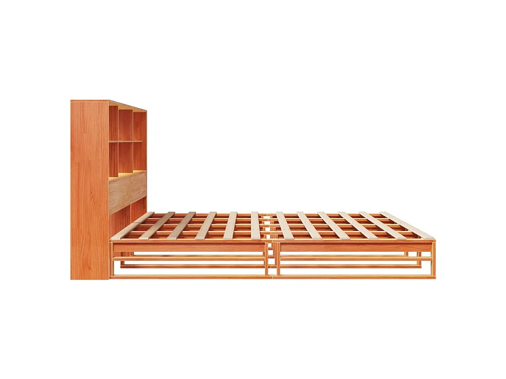 Letto Libreria senza Materasso Marrone Cera 200x200 cm Legno