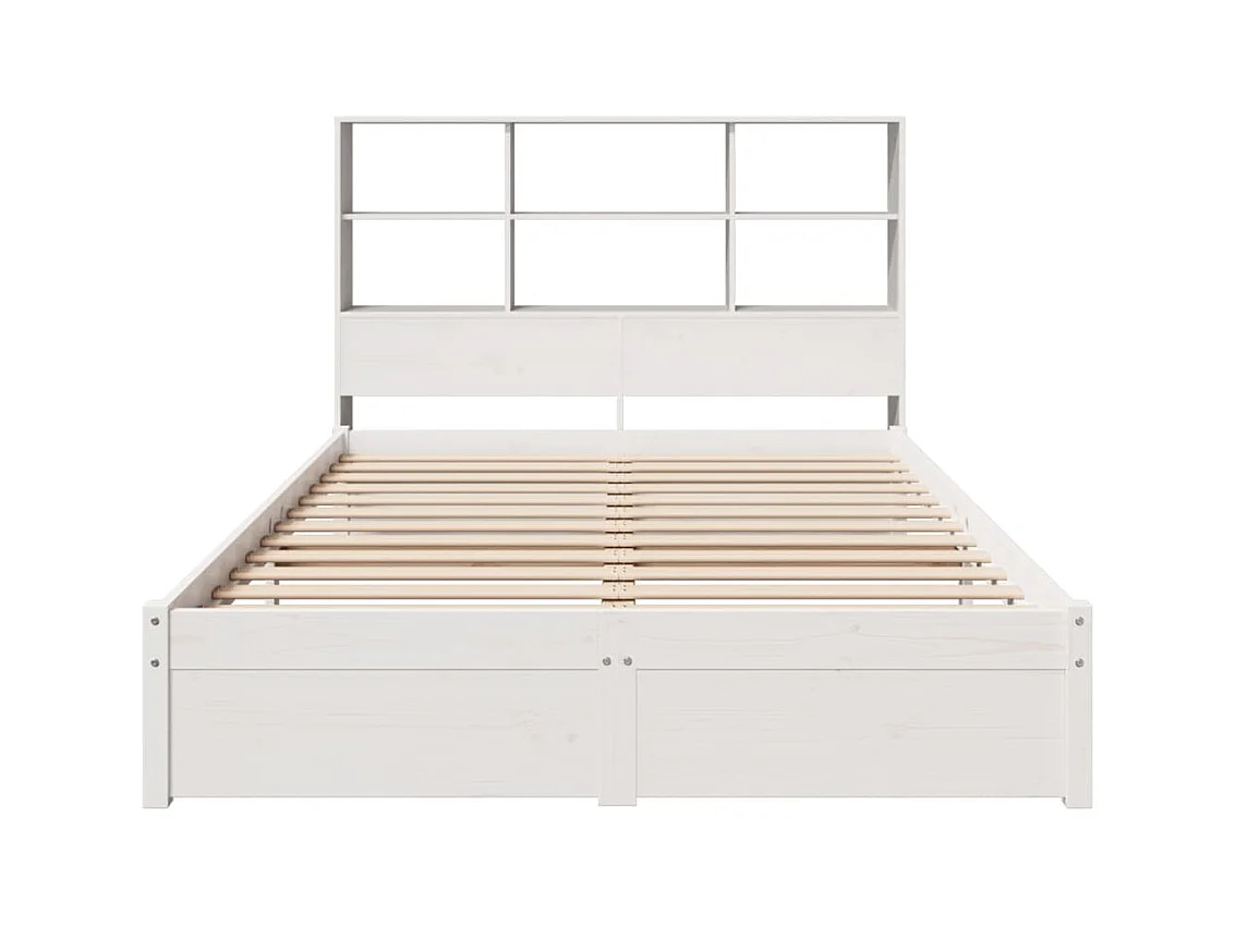 Lit bibliothèque sans matelas blanc 160x200 cm bois pin massif