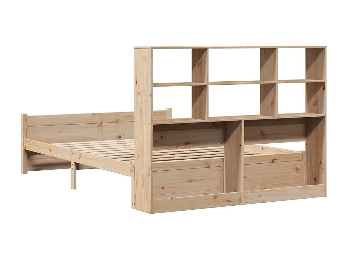 Lit bibliothèque sans matelas 140x200 cm bois massif de pin