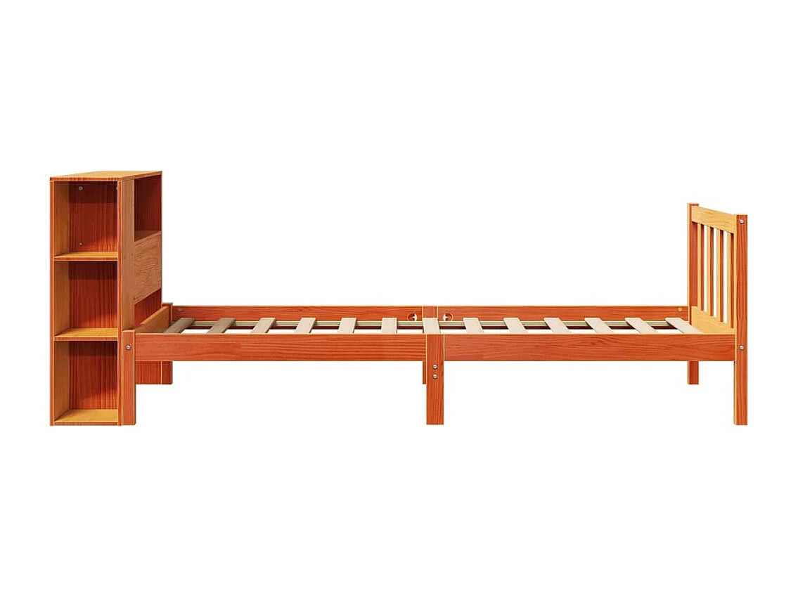 Letto Libreria senza Materasso Marrone Cera 75x190 cm in Pino
