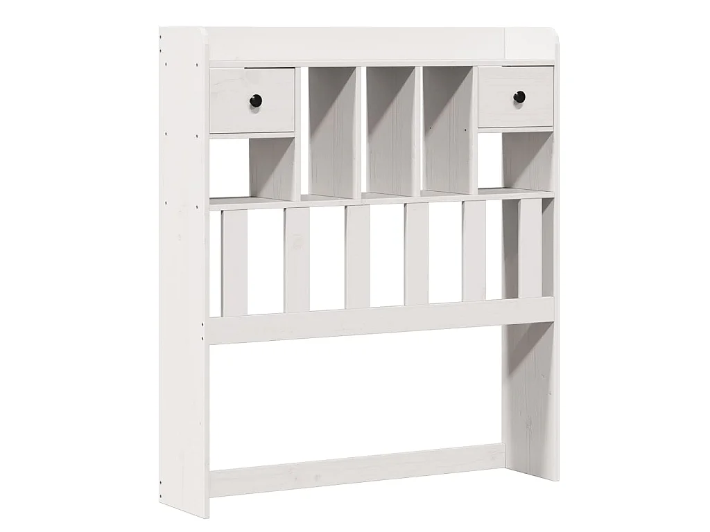 Lit bibliothèque sans matelas blanc 90x190cm bois de pin massif