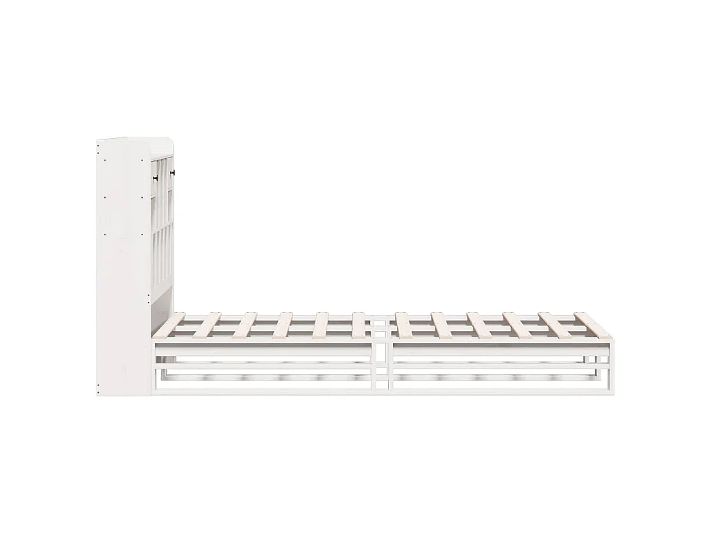 Lit bibliothèque sans matelas blanc 90x190cm bois de pin massif