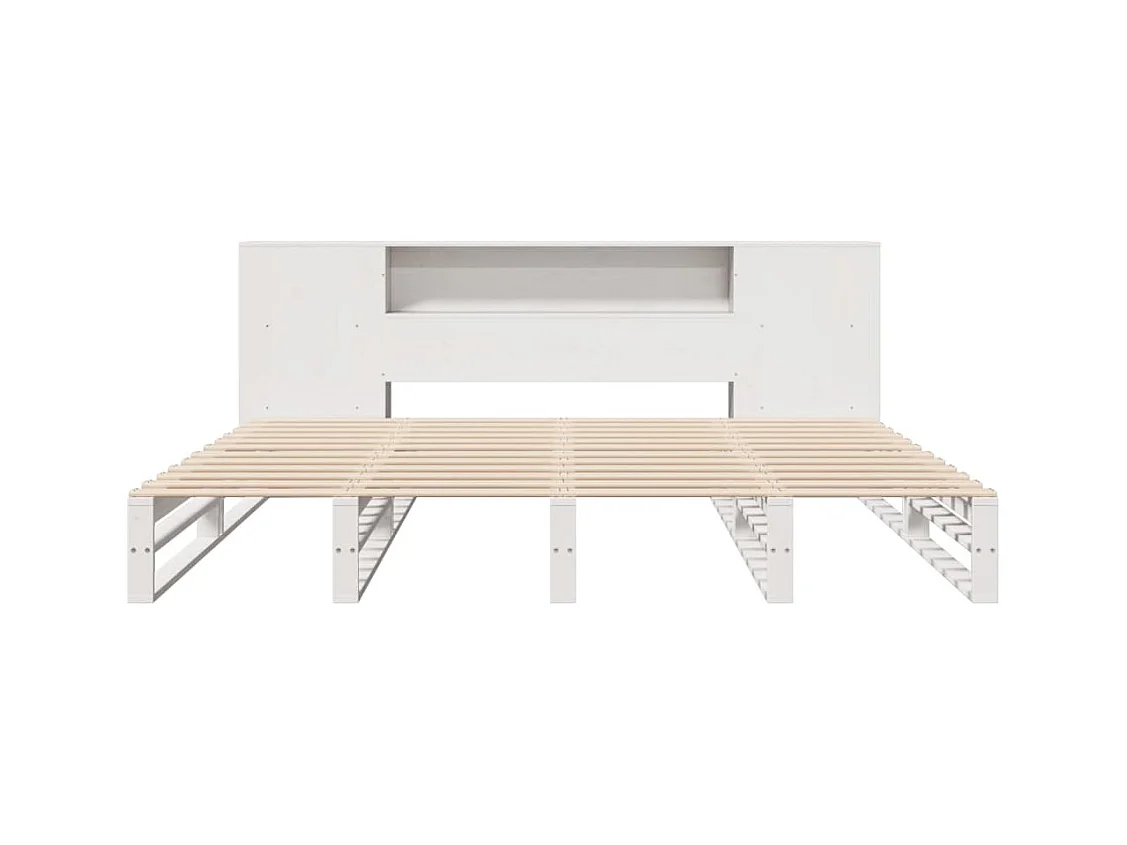 Massivholzbett mit Regal ohne Matratze Weiß 180x200 cm