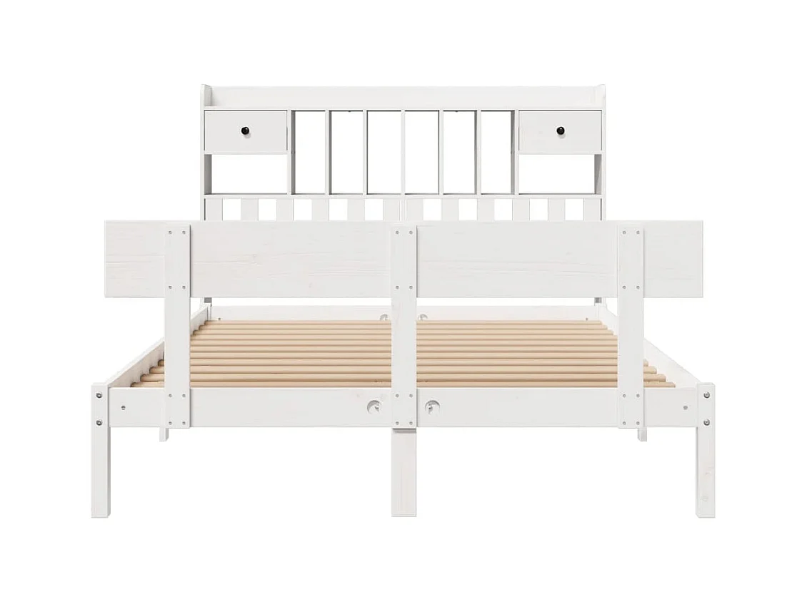 Cama com estante sem colchão 150x200 cm pinho maciço branco