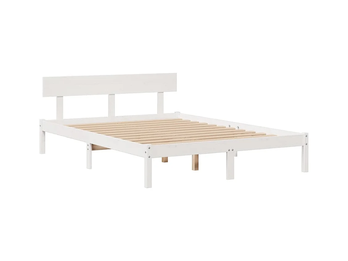 Cama com estante sem colchão 150x200 cm pinho maciço branco