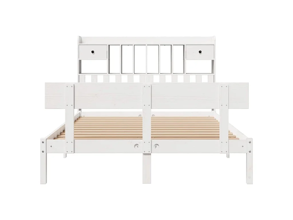 Cama com estante sem colchão 150x200 cm pinho maciço branco