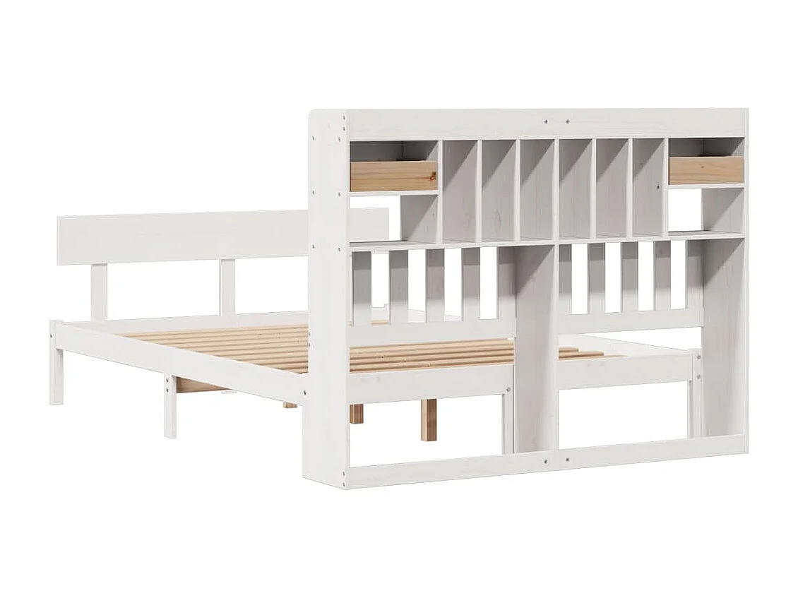 Cama com estante sem colchão 150x200 cm pinho maciço branco