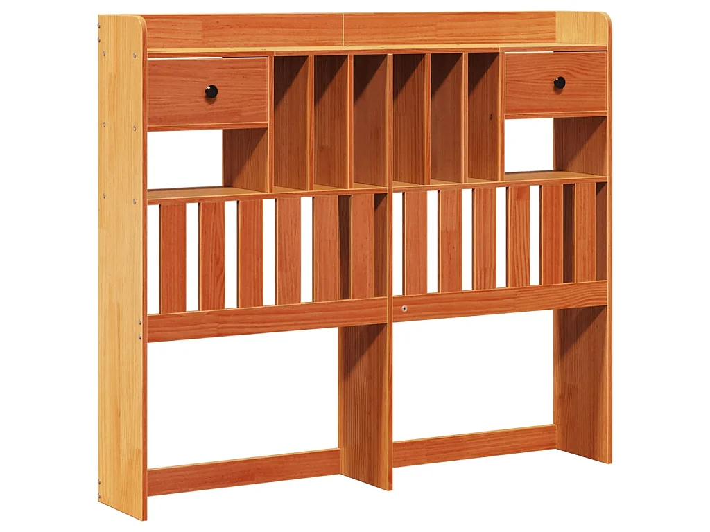 Massivholzbett mit Regal ohne Matratze Wachsbraun 135x190 cm