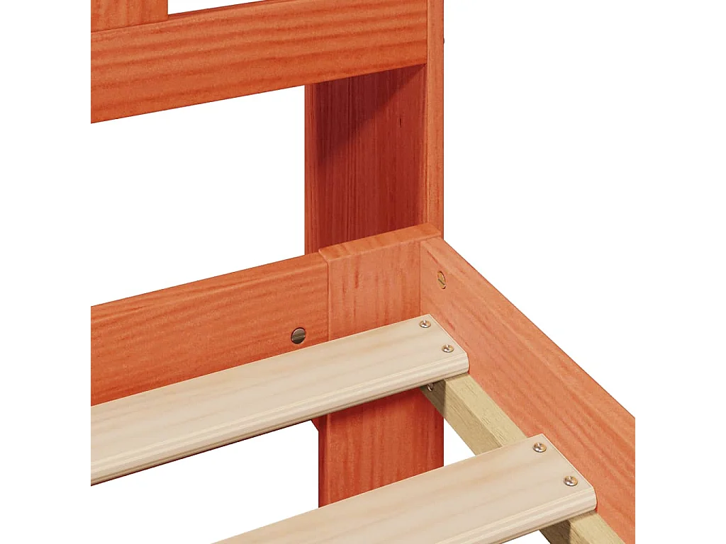 Massivholzbett mit Regal ohne Matratze Wachsbraun 135x190 cm