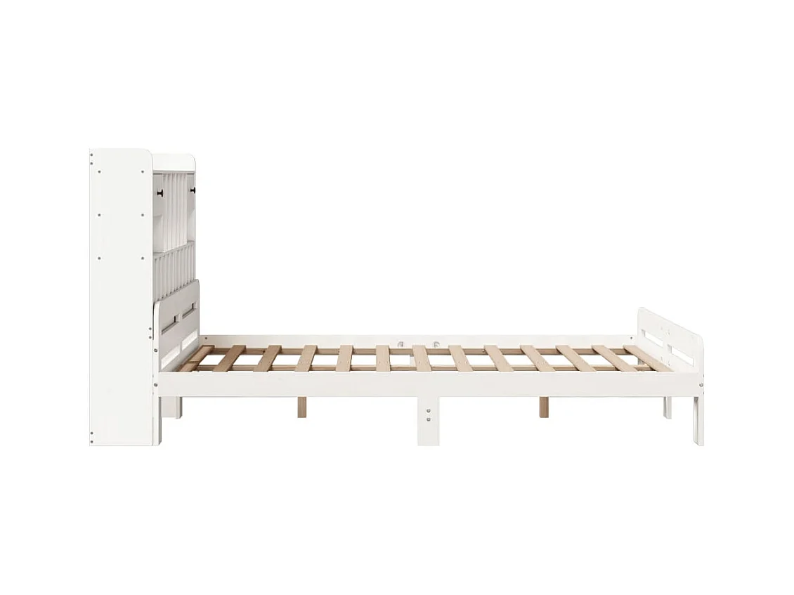 Bed met boekenkast zonder matras grenenhout wit 150x200 cm