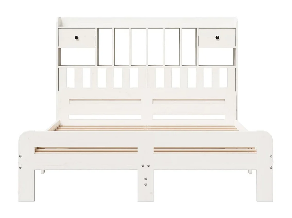 Letto Libreria senza Materasso Bianco 150x200 cm Legno di Pino