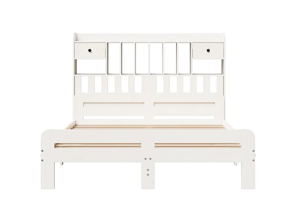 Lit bibliothèque sans matelas blanc 150x200 cm bois pin massif
