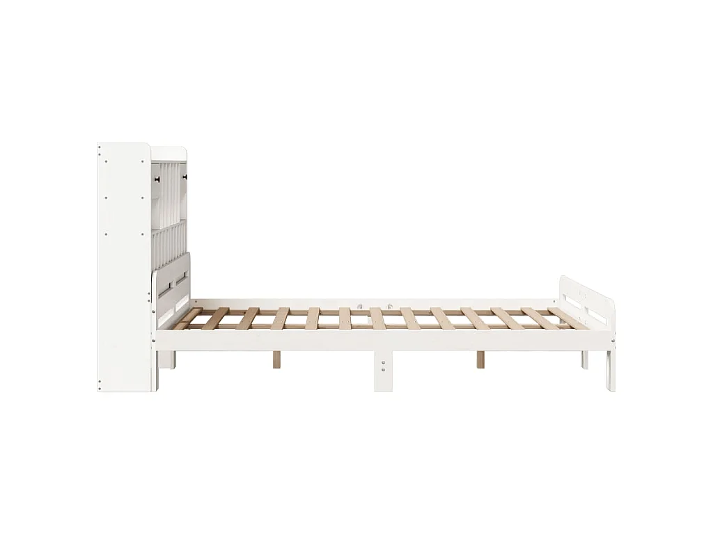 Lit bibliothèque sans matelas blanc 150x200 cm bois pin massif