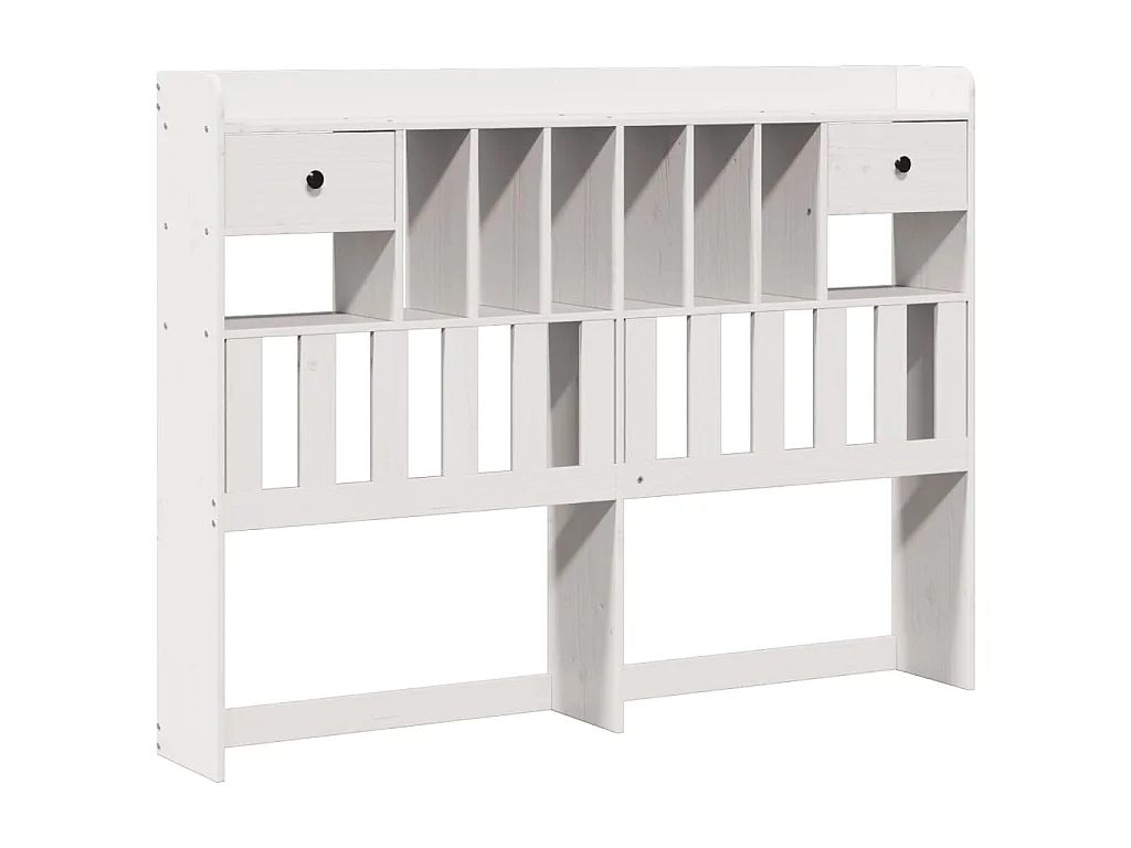 Lit bibliothèque sans matelas blanc 150x200 cm bois pin massif
