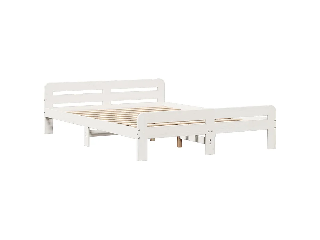 Lit bibliothèque sans matelas blanc 150x200 cm bois pin massif