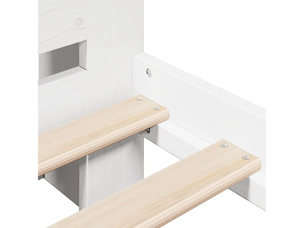 Lit bibliothèque sans matelas blanc 150x200 cm bois pin massif