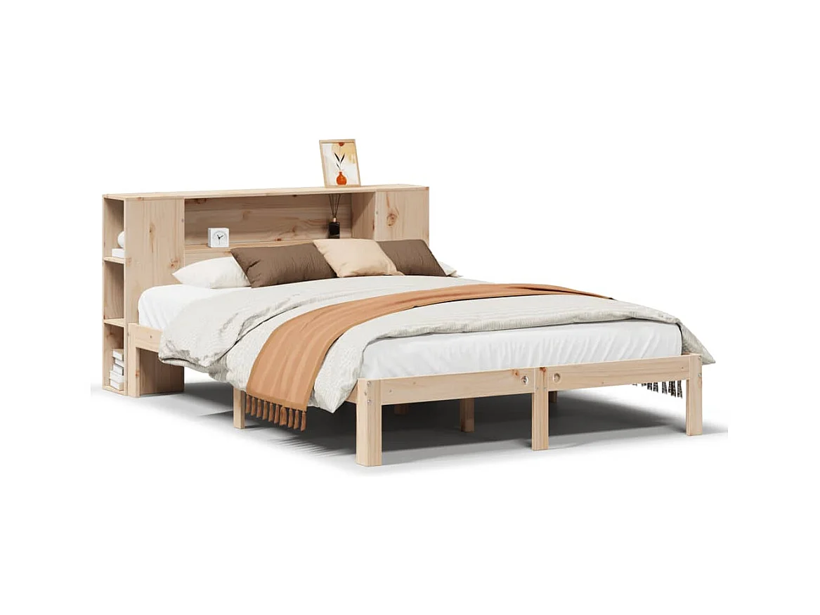 Letto Libreria senza Materasso 135x190 cm in Legno di Pino
