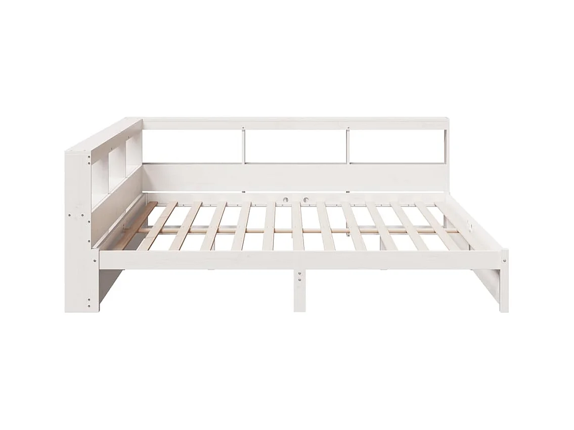 Massivholzbett mit Regal ohne Matratze Weiß 180x200 cm Kiefer