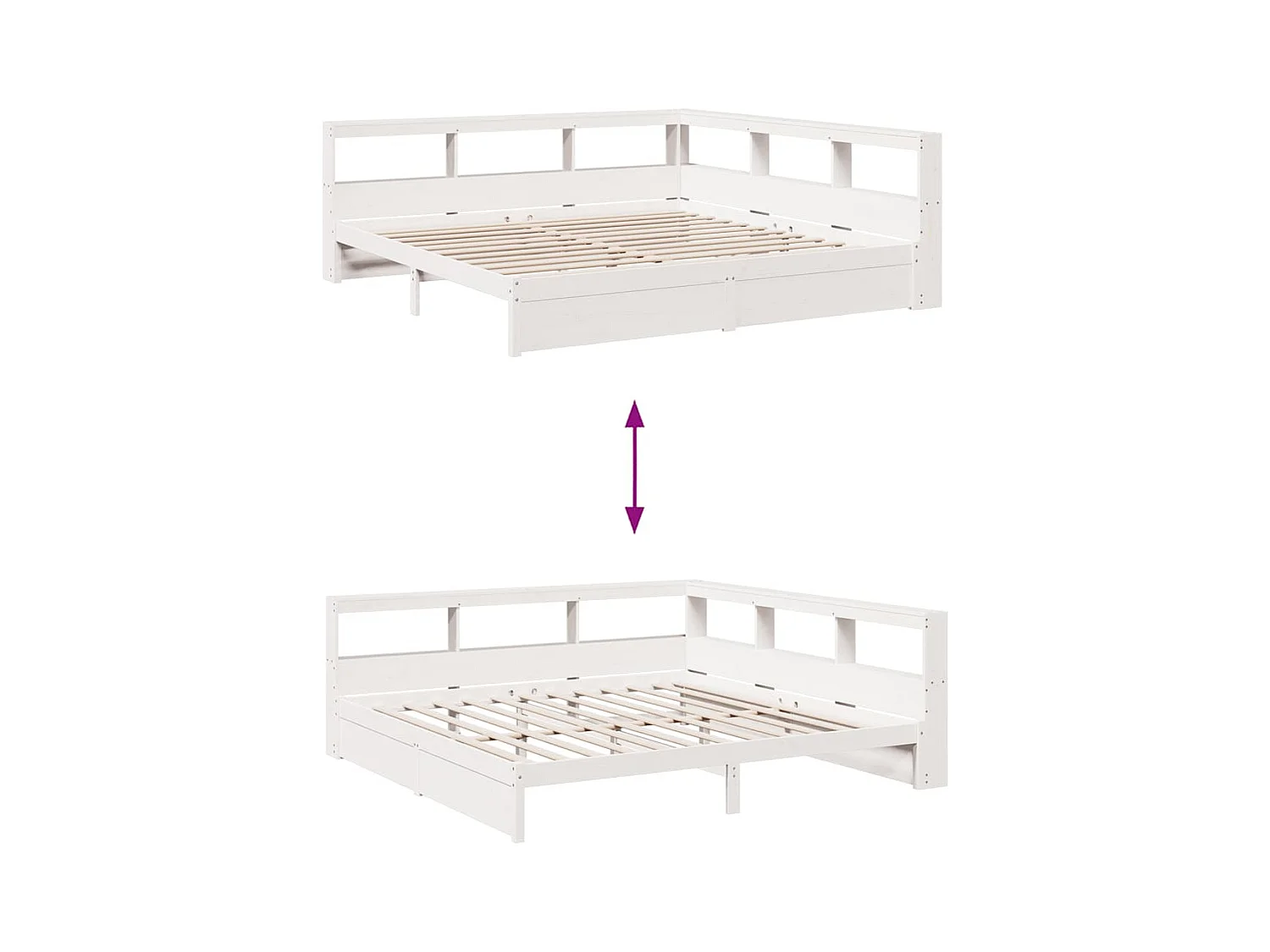 Massivholzbett mit Regal ohne Matratze Weiß 180x200 cm Kiefer