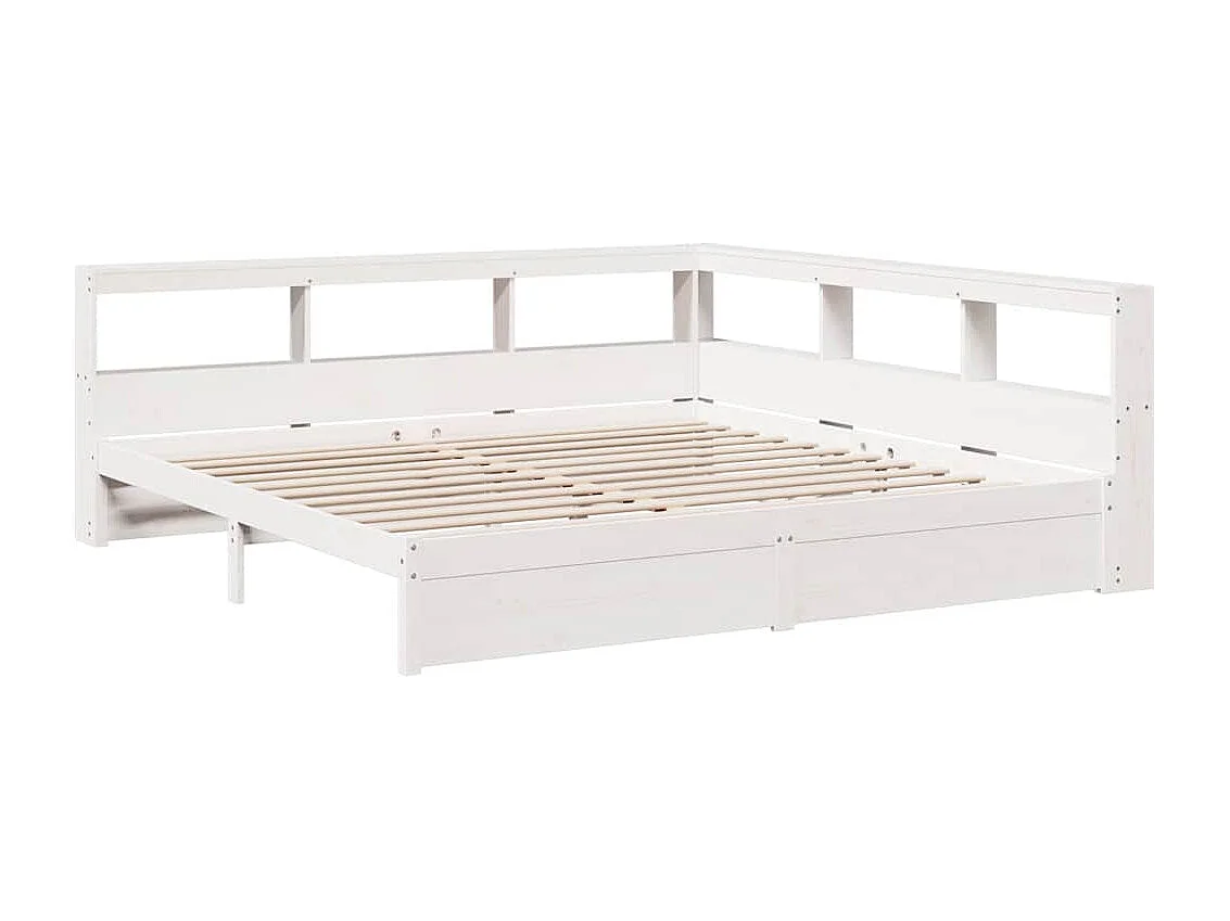 Lit bibliothèque sans matelas blanc 180x200 cm bois pin massif