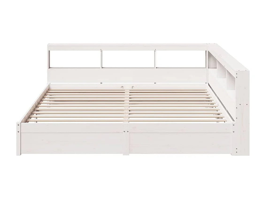Lit bibliothèque sans matelas blanc 180x200 cm bois pin massif