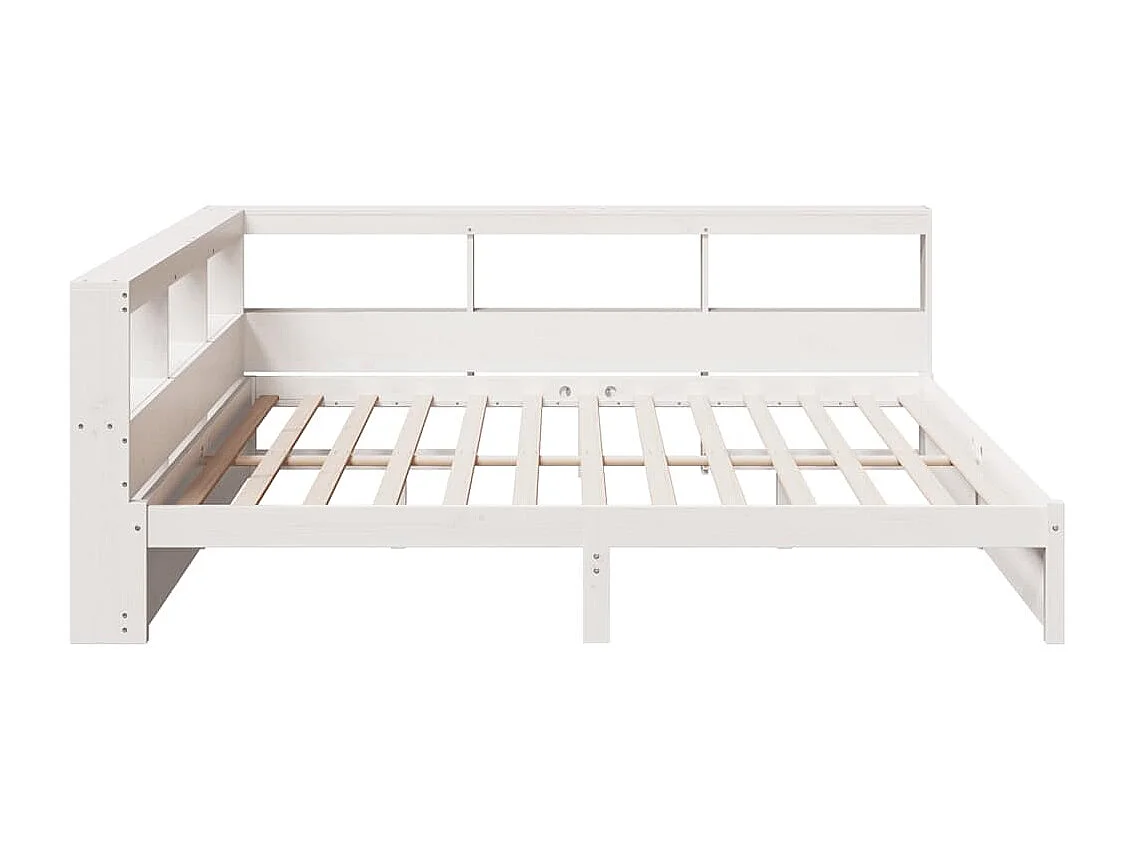 Lit bibliothèque sans matelas blanc 180x200 cm bois pin massif