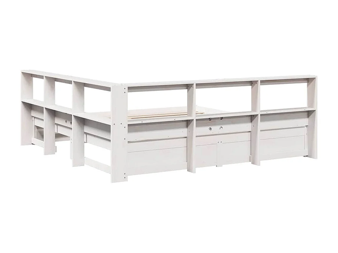 Lit bibliothèque sans matelas blanc 180x200 cm bois pin massif