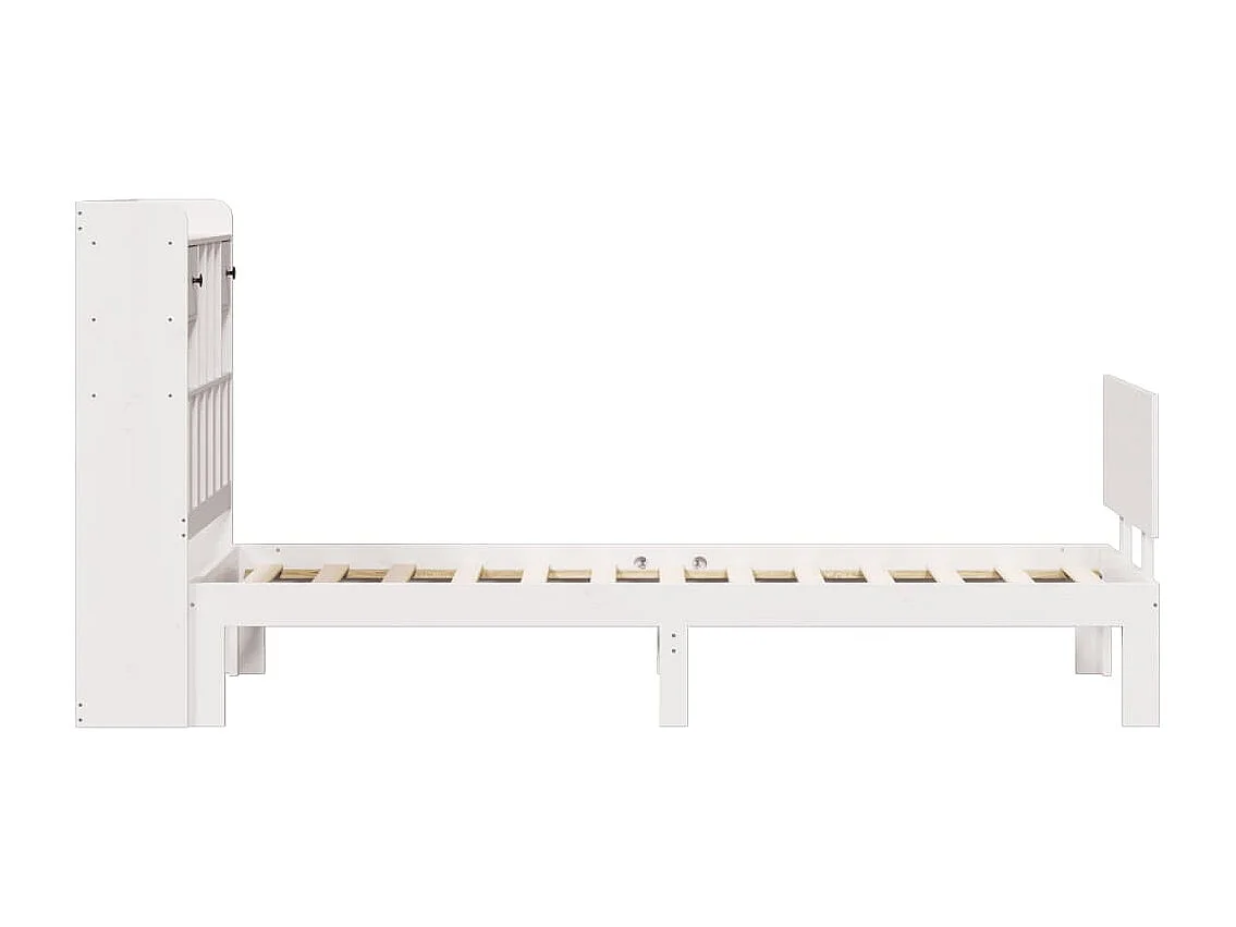 Cama com estante sem colchão 90x200 cm pinho maciço branco