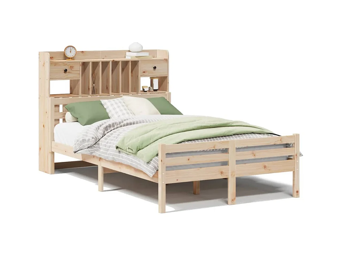 Cama com estante sem colchão 135x190 cm pinho maciço