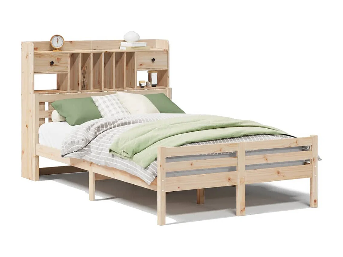 Cama com estante sem colchão 135x190 cm pinho maciço