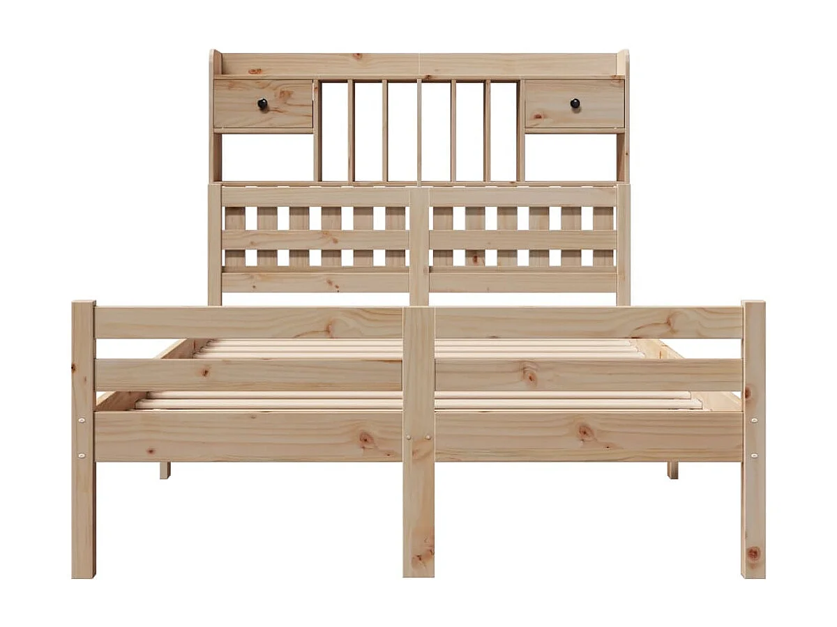 Lit bibliothèque sans matelas 135x190 cm bois de pin massif