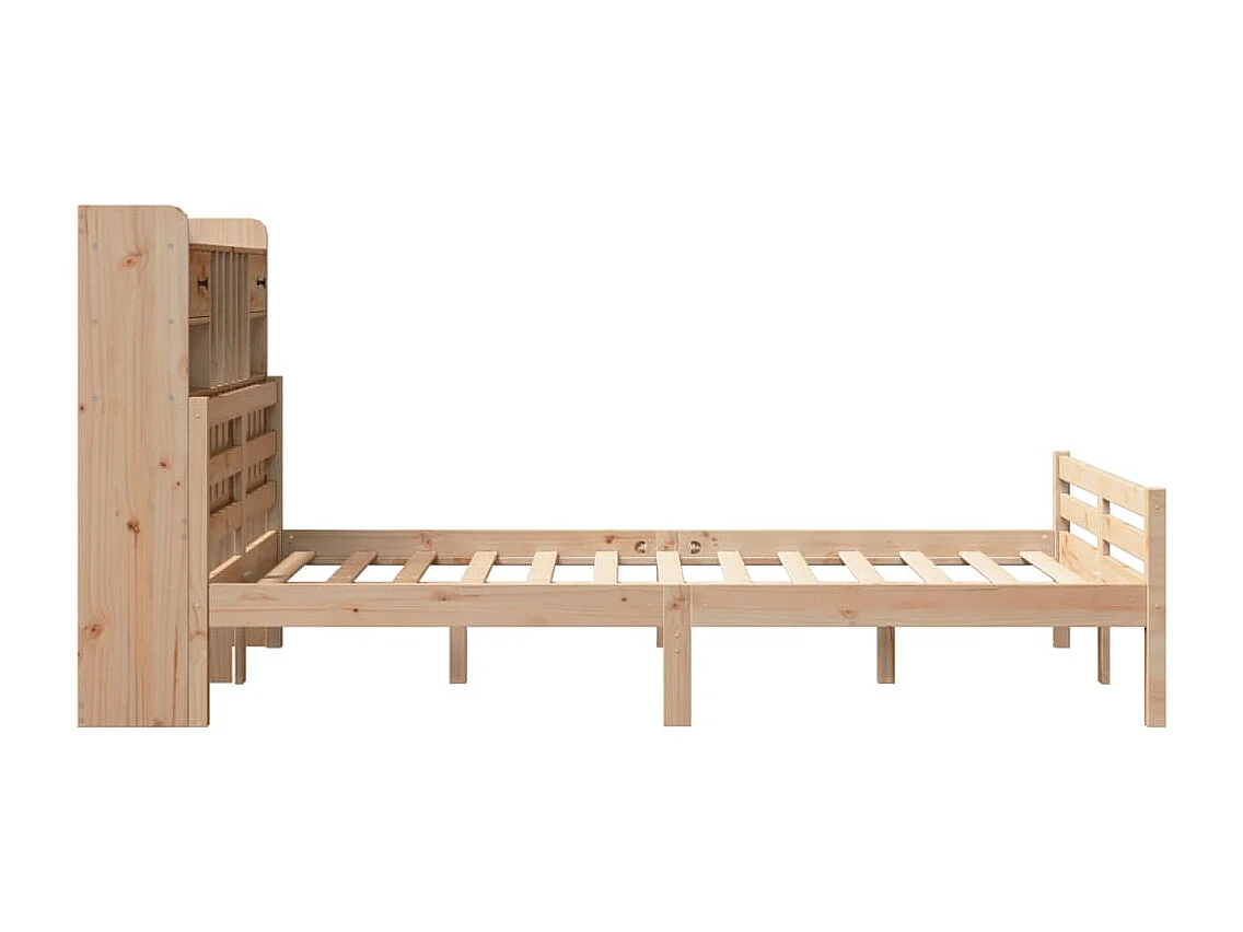 Lit bibliothèque sans matelas 135x190 cm bois de pin massif