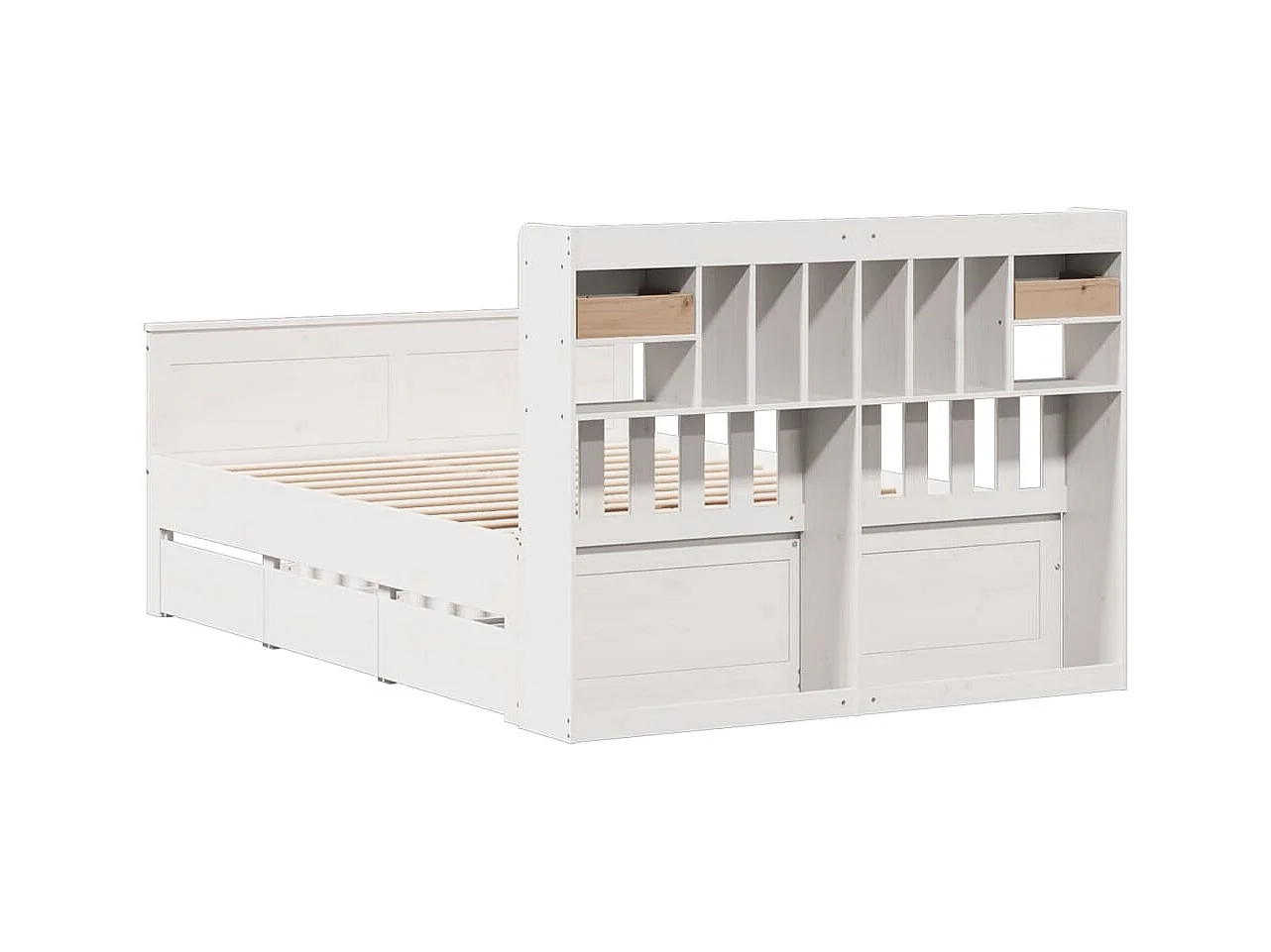 Letto Libreria senza Materasso Bianco 160x200 cm Legno di Pino