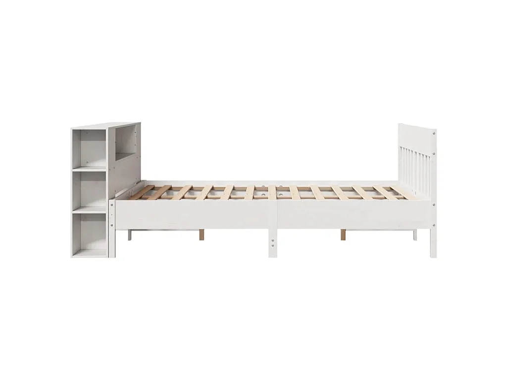 Cama com estante sem colchão 135x190 cm pinho maciço branco
