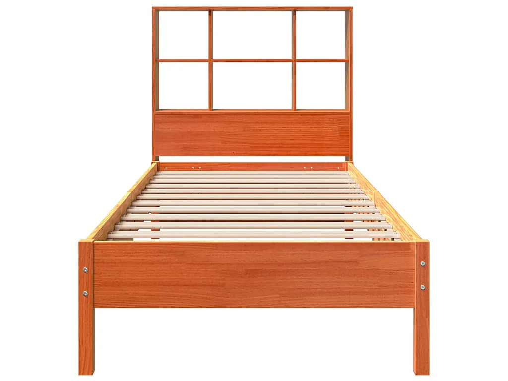 Letto Libreria senza Materasso Marrone Cera 75x190 cm in Pino