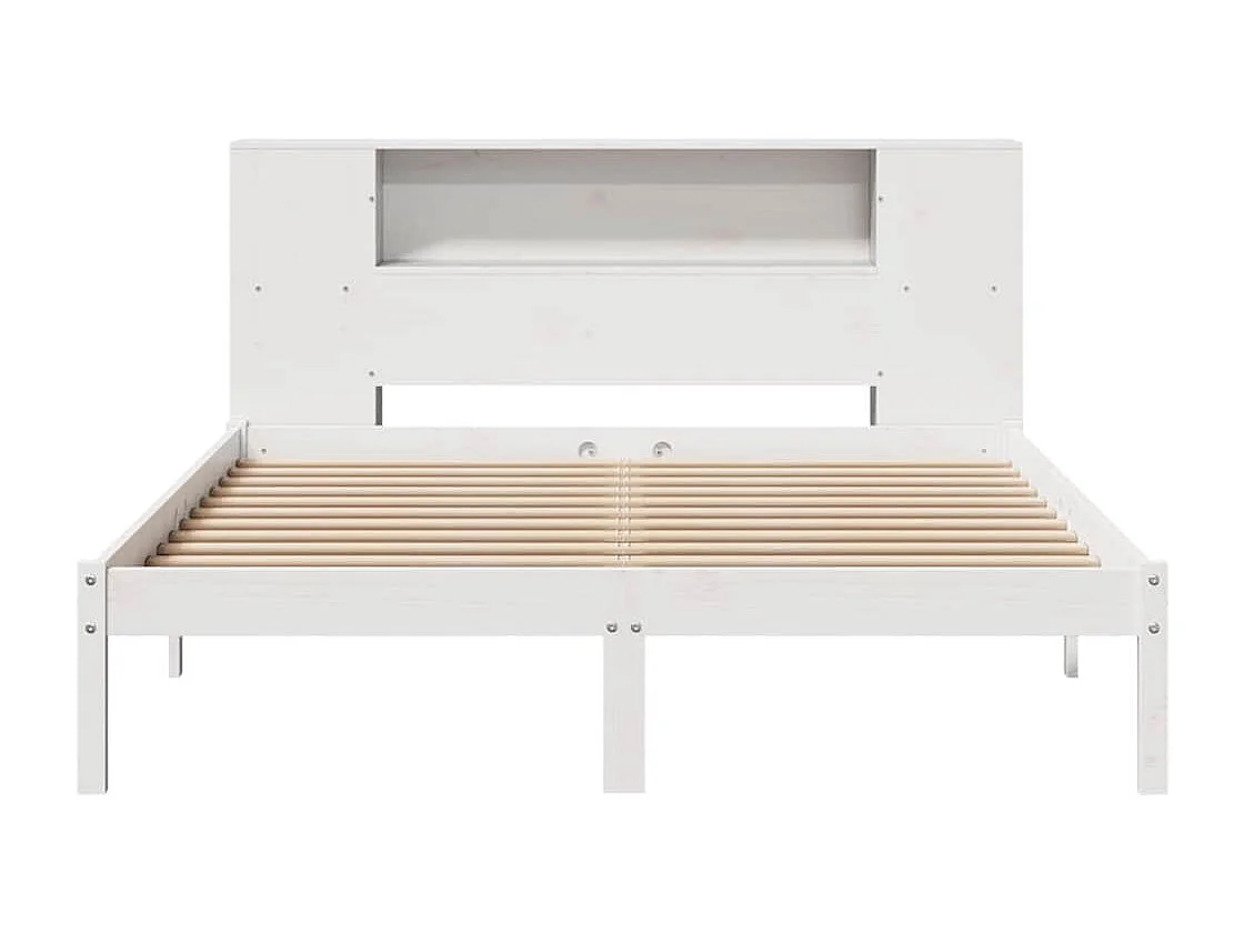 Lit bibliothèque sans matelas blanc 160x200 cm bois pin massif