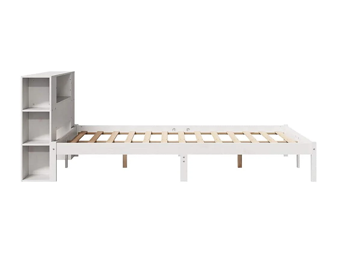 Lit bibliothèque sans matelas blanc 160x200 cm bois pin massif