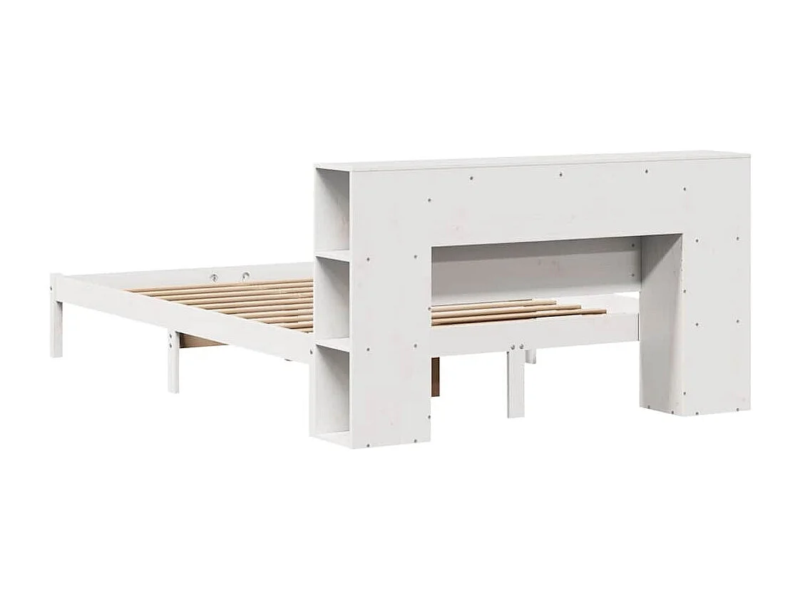 Lit bibliothèque sans matelas blanc 160x200 cm bois pin massif