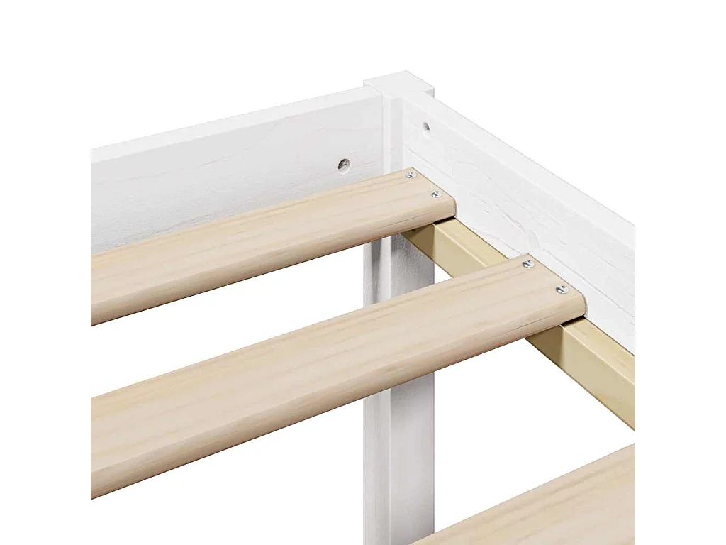 Lit bibliothèque sans matelas blanc 160x200 cm bois pin massif